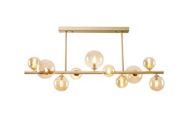 PLAFONIERA FENIX ORO SATINATO E MIELE 87X30 H. 44CM - 10XG9 MAX 28W