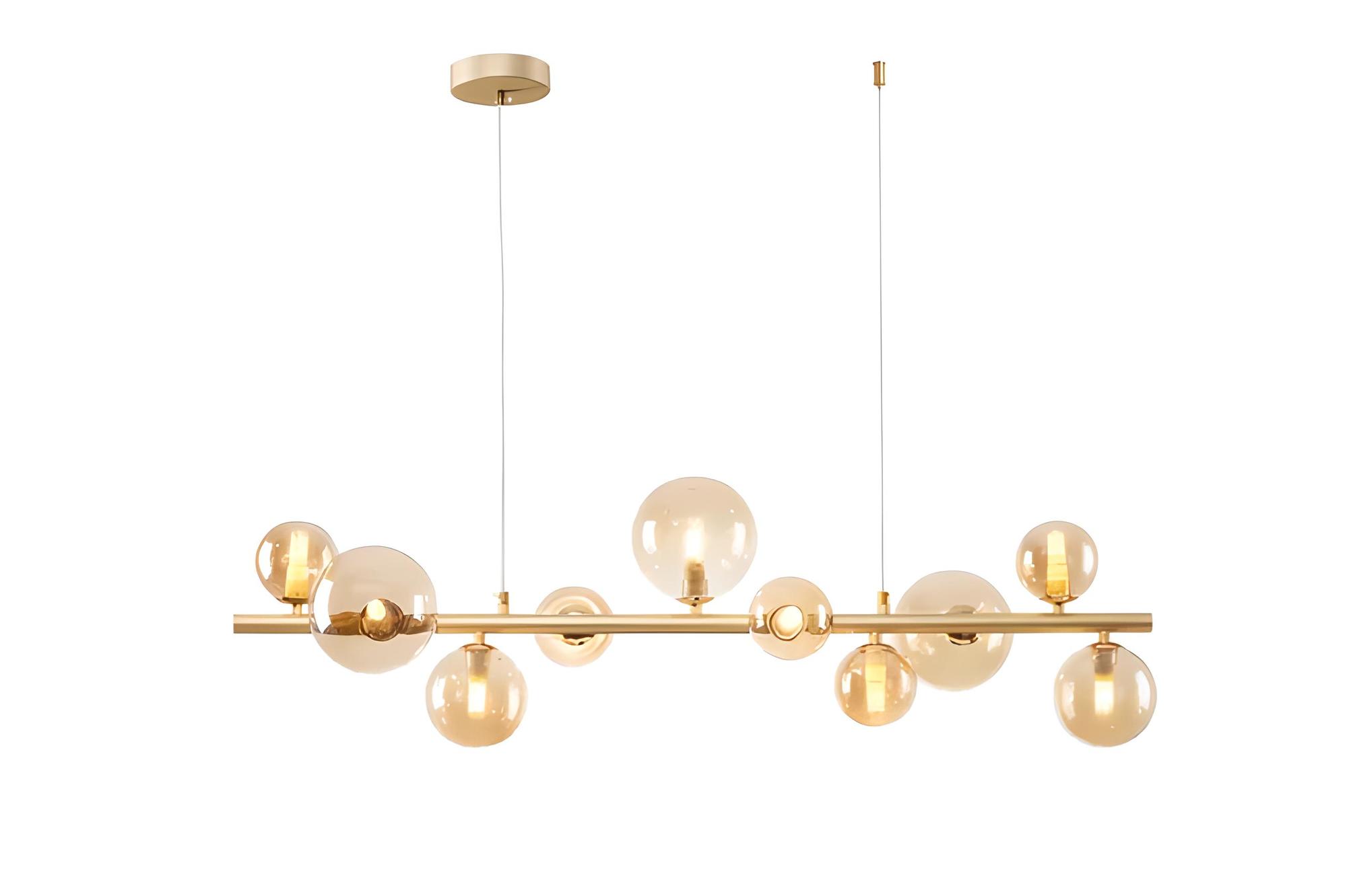 SOSPENSIONE FENIX ORO SATINATO E MIELE 87X30 H. 120CM - 10XG9 MAX 28W