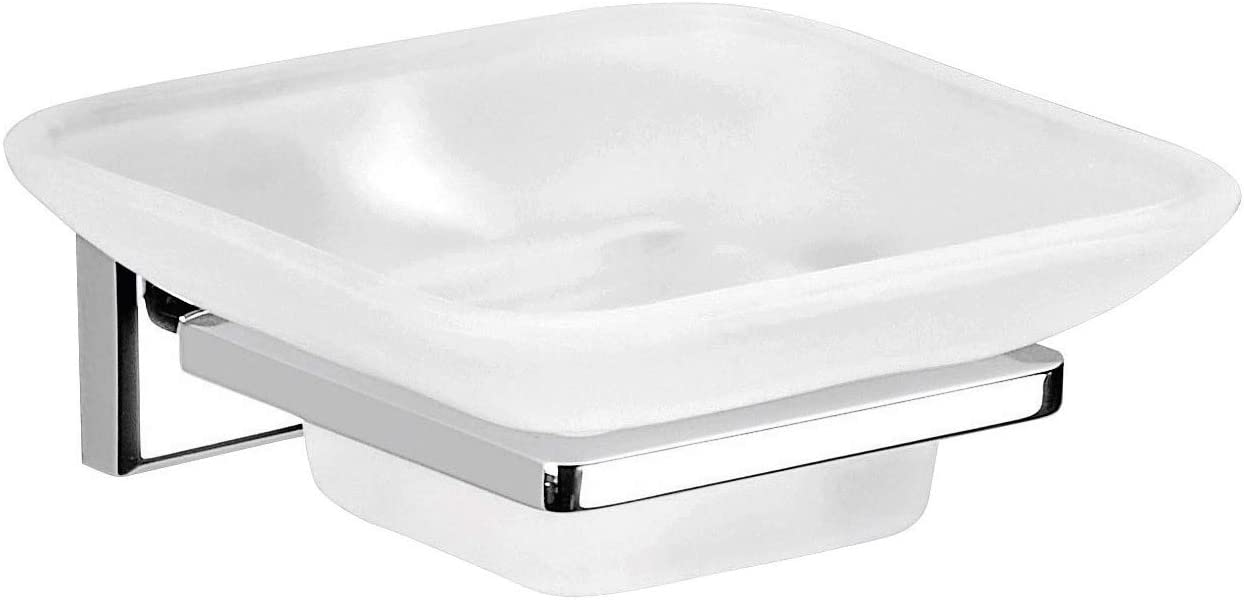 LINEA COLORADO - PORTA SAPONE IN ACCIAIO INOX/CROMALL/VETRO SATINATO