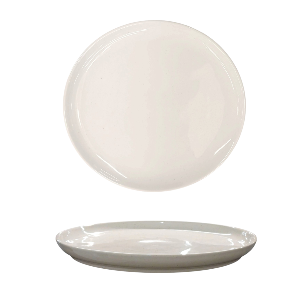 PIATTO PIANO IN CERAMICA LINEA FONT DIAM. 27CM BEIGE