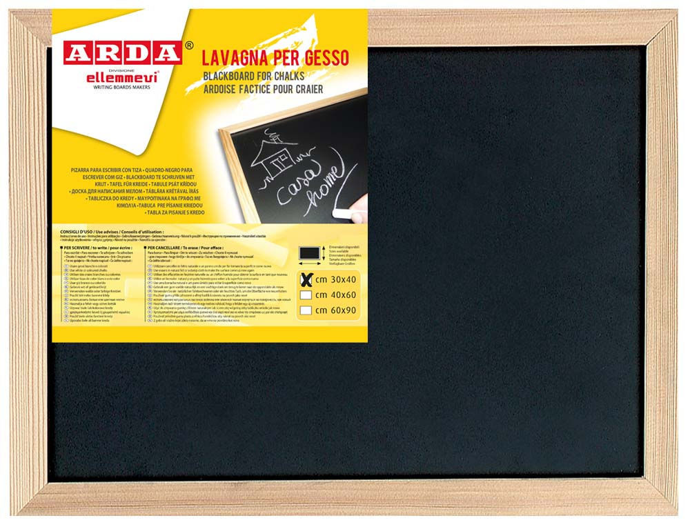 ARDA - LAVAGNA 30X40 CM NERA CON CORNICE IN LEGNO 