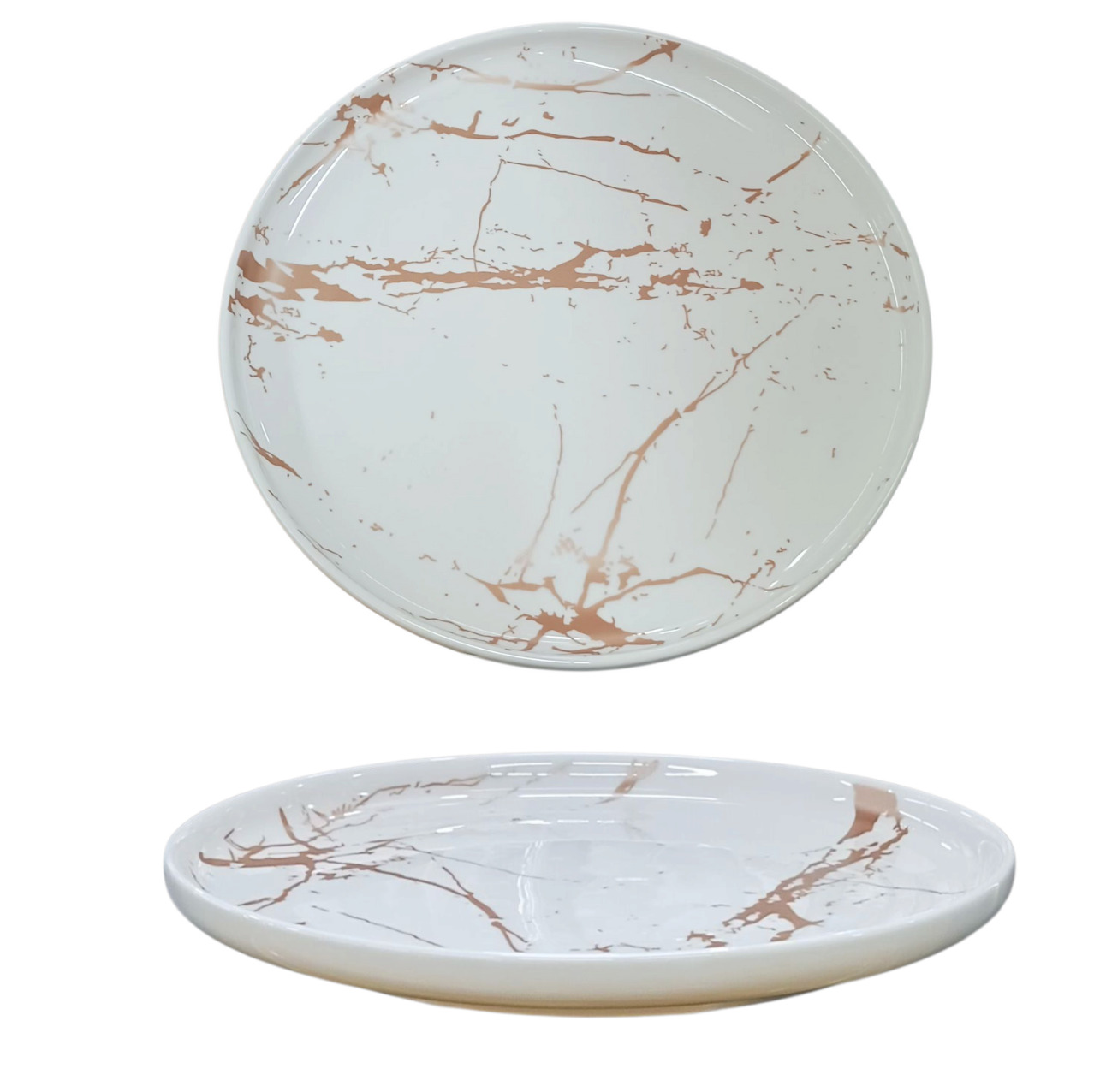 PIATTO DESSERT IN PORCELLANA LINEA MARBLE WHITE DIAM. 20CM BIANCO EFFETTO MARMO