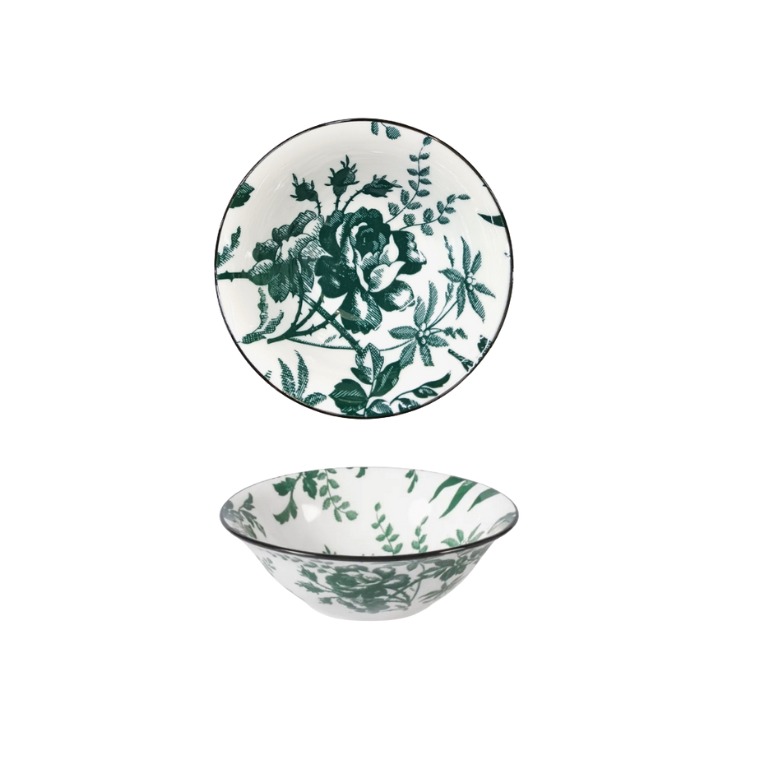 COPPA IN PORCELLANA LINEA MARGARET DIAM. 12.4CM BIANCO/VERDE