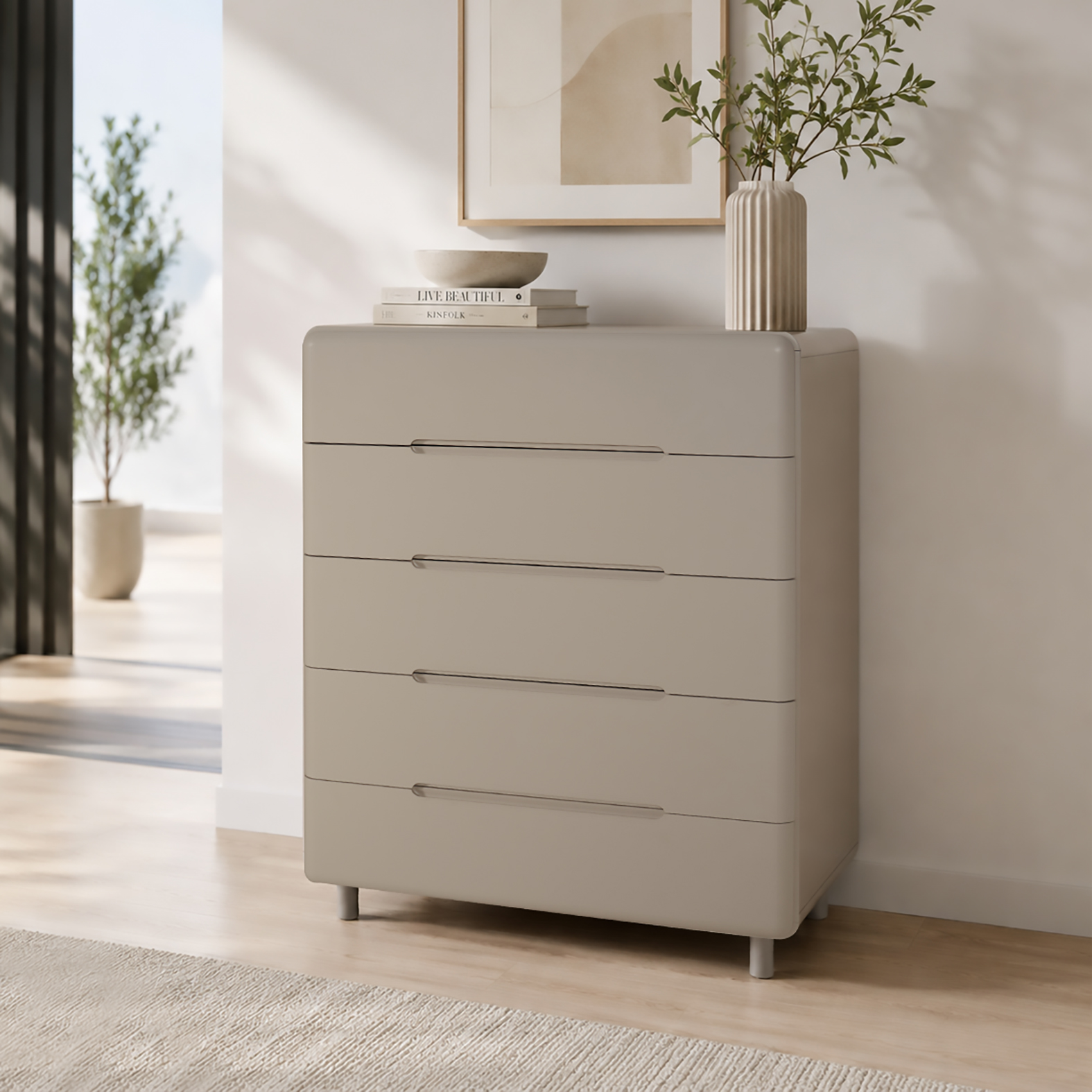 CASSETTIERA CM 80X41.5 H.110 IN MDF LACCATO CACHEMIRE
