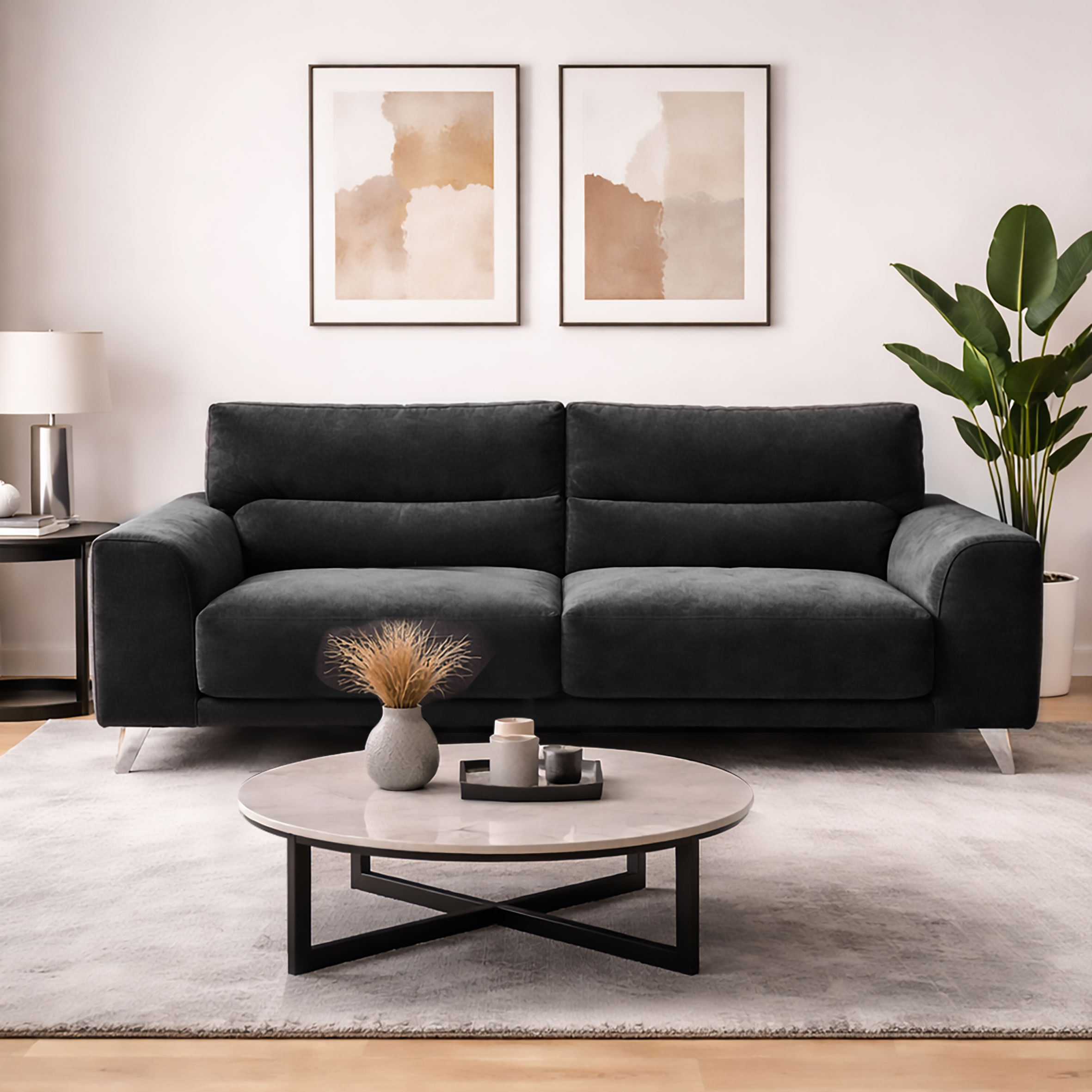 DIVANO 3P MOD. FRISCO IN TESSUTO NERO