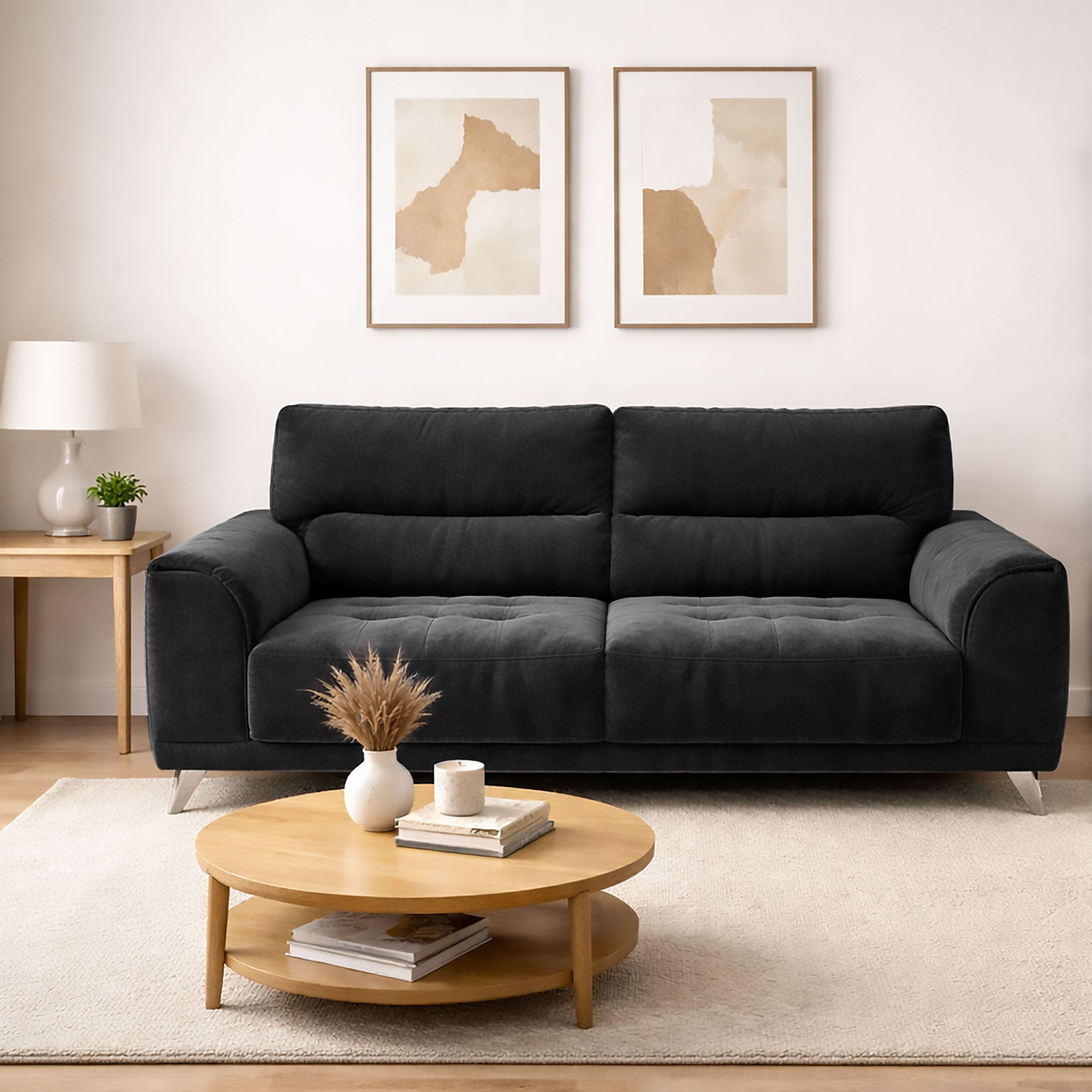 DIVANO 2P MOD. FRISCO IN TESSUTO NERO