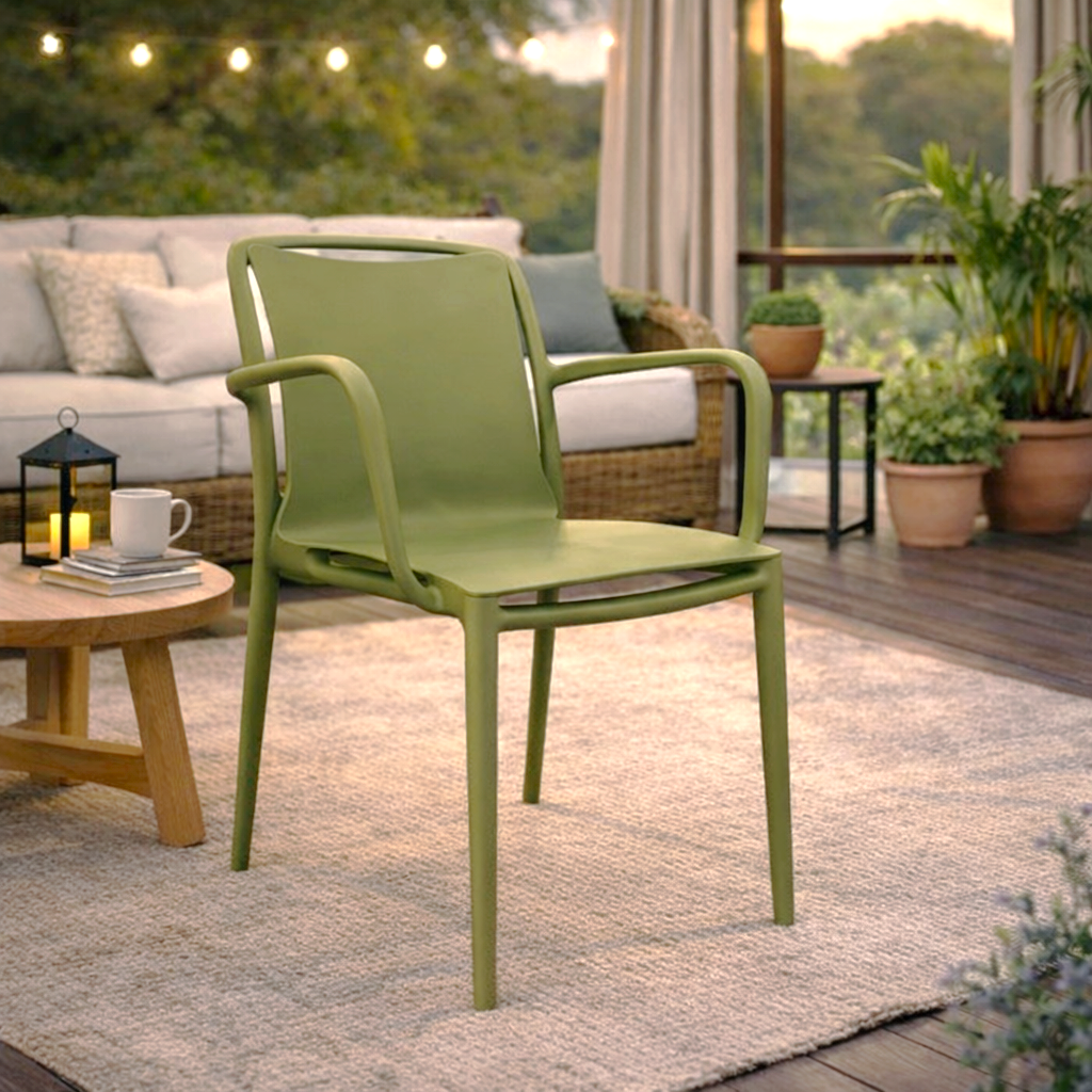 GRANDSOLEIL - POLTRONA DA ESTERNO MOD. VELAIR IN POLIPROPILENE VERDE OLIVA