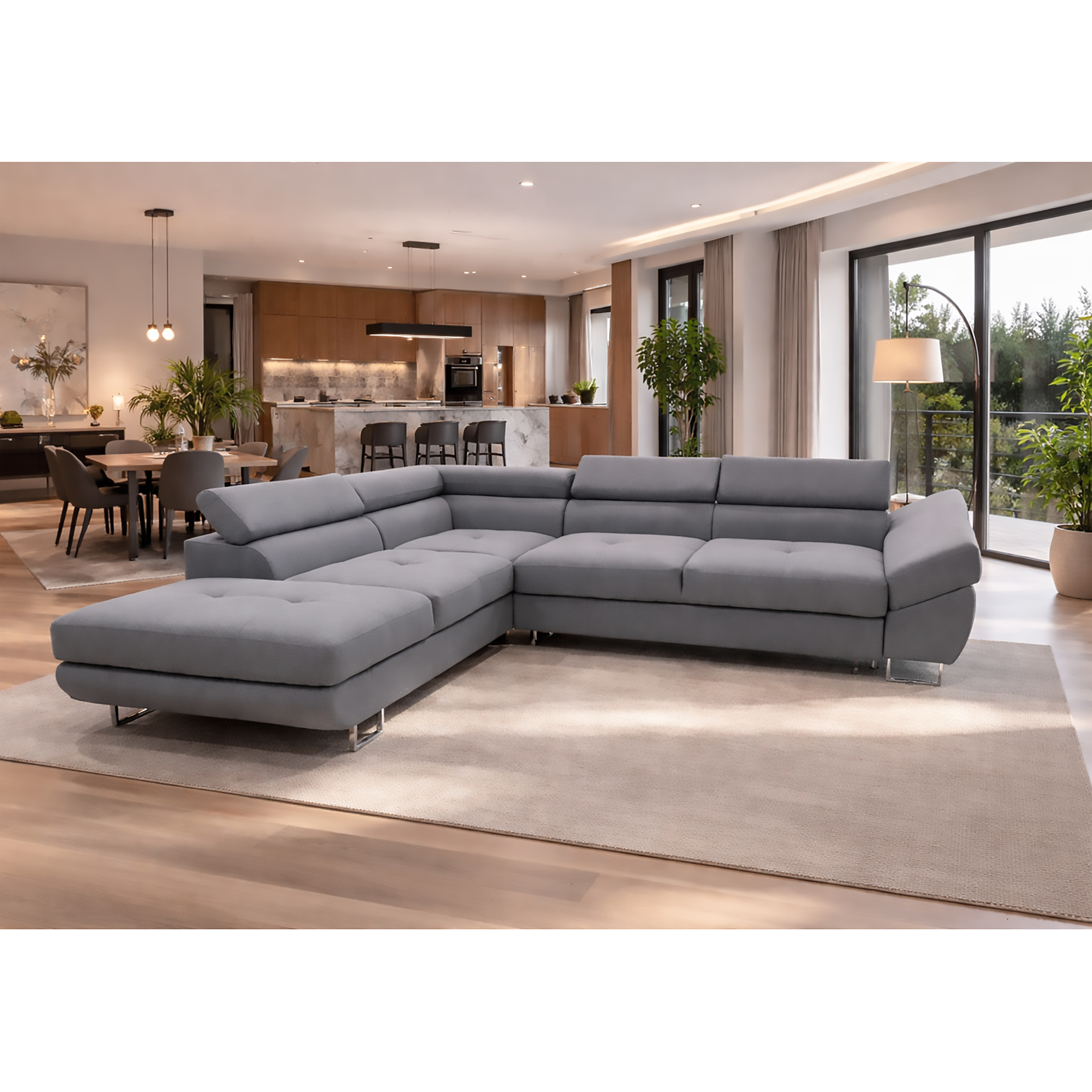 SALOTTO MOD. ARAGON ANGOLARE SX IN TESSUTO GRIGIO