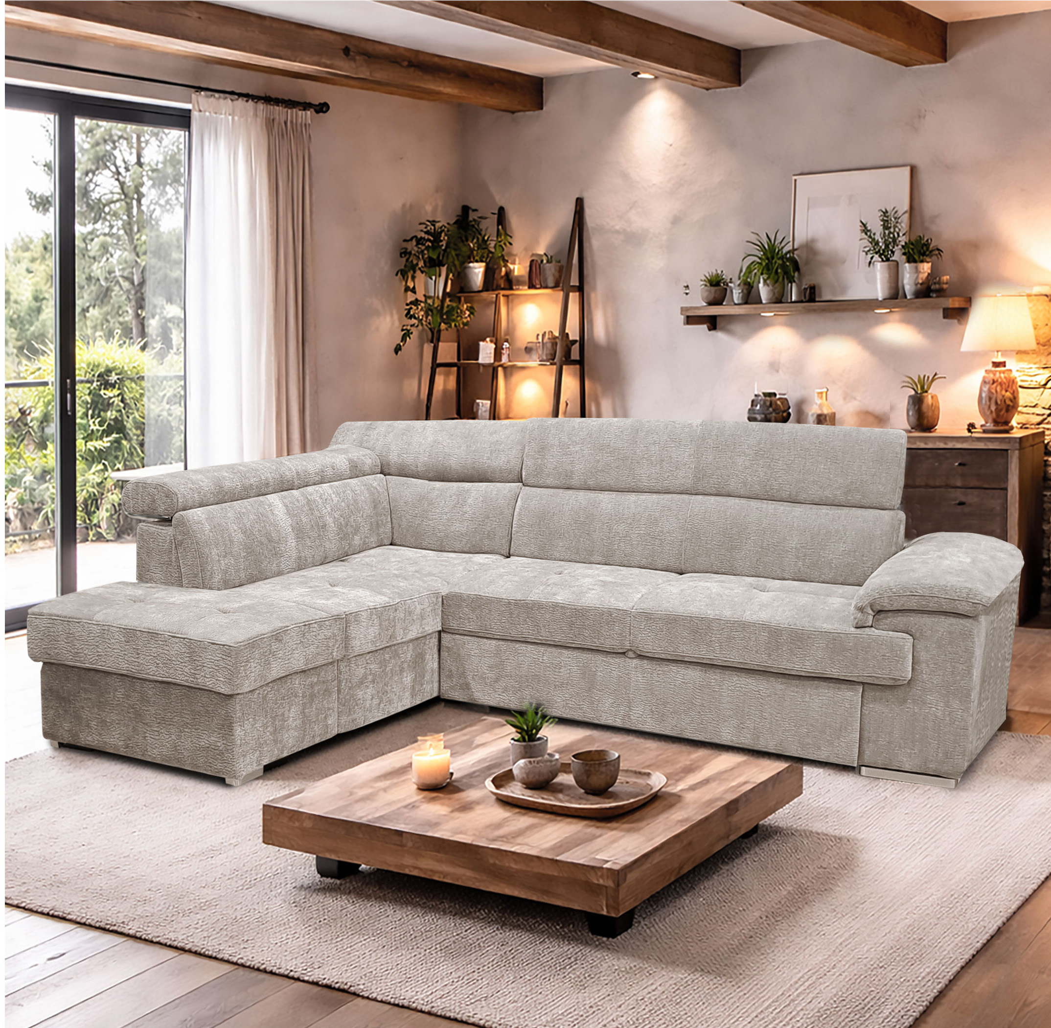 SALOTTO MOD. CORSA ANGOLARE SX IN TESSUTO GRIGIO CHIARO