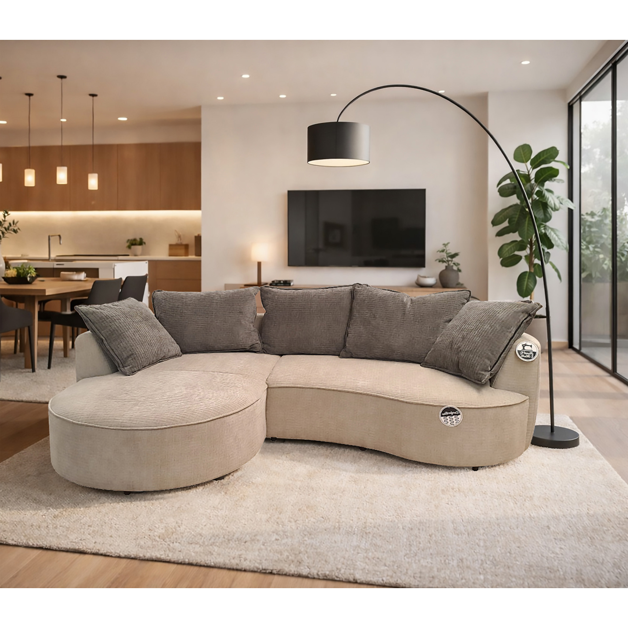 SALOTTO MOD. SANA CON PENISOLA SX IN TESSUTO BEIGE