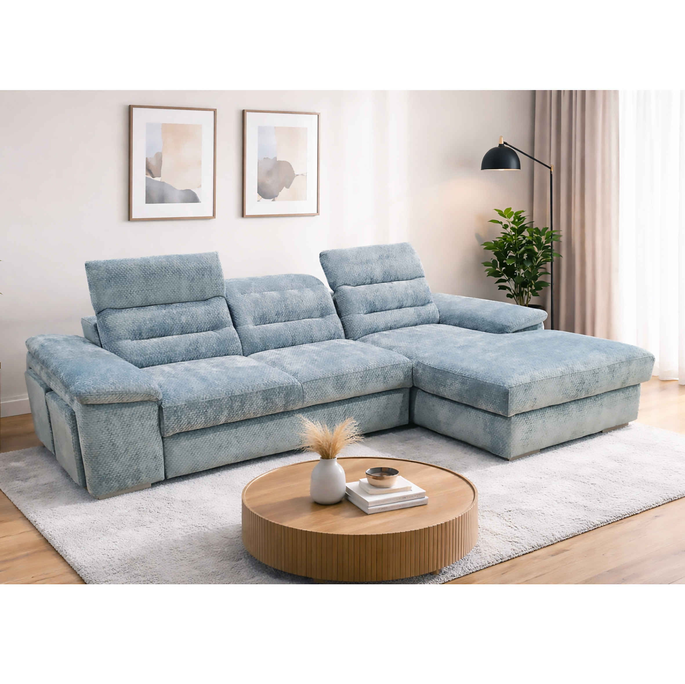 SALOTTO MOD. PHIL CON PENISOLA DX IN TESSUTO CARTA DA ZUCCHERO