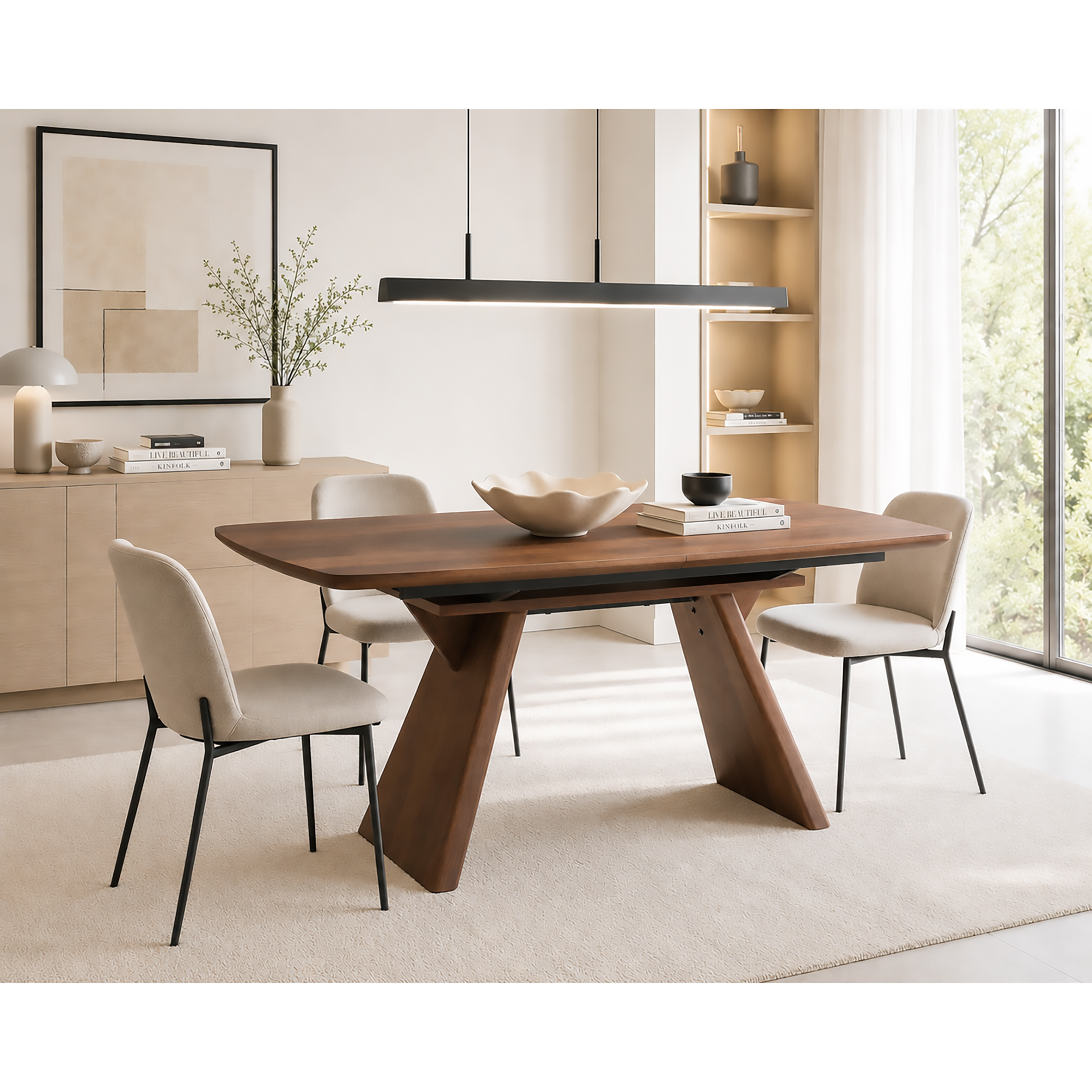TAVOLO ALLUNGABILE CM 160X90 IN MDF NOCE 