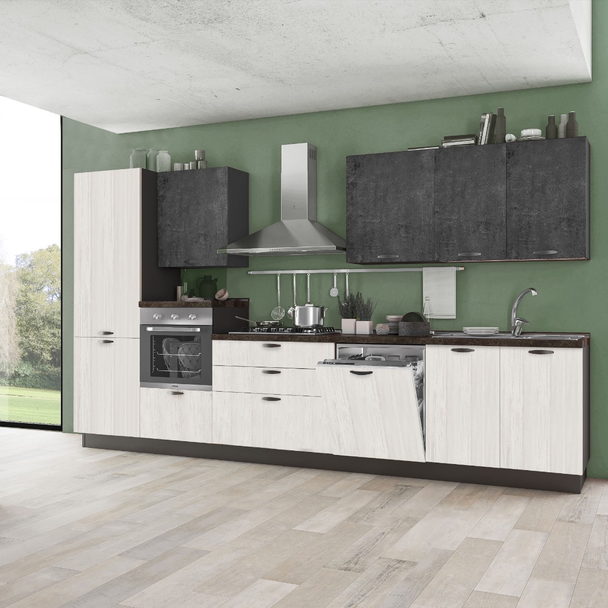 CUCINA MOD. MIRA COMP. LOLA CM 360X60 H.216 VERSIONE SINISTRA