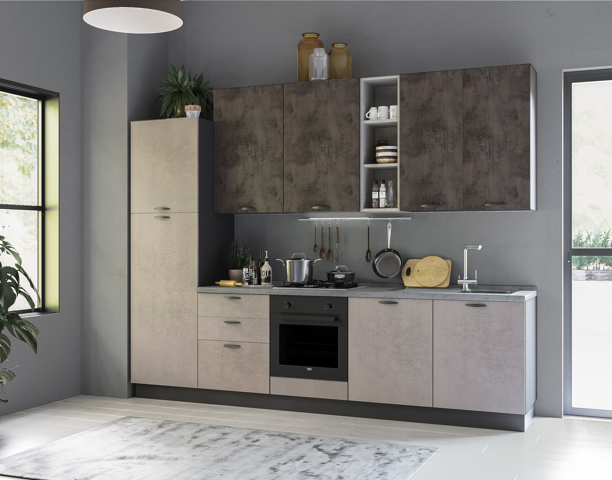 CUCINA MOD. MIRA COMP. SARA CM 300X60 H.240 VERSIONE SINISTRA