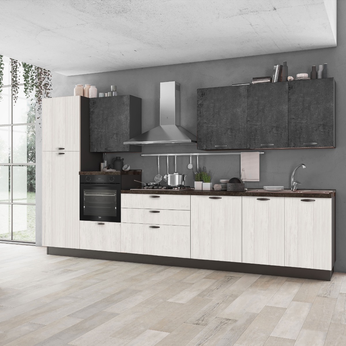 CUCINA MOD. MIRA COMP. RUNA CM 360X60 H.216 VERSIONE SINISTRA