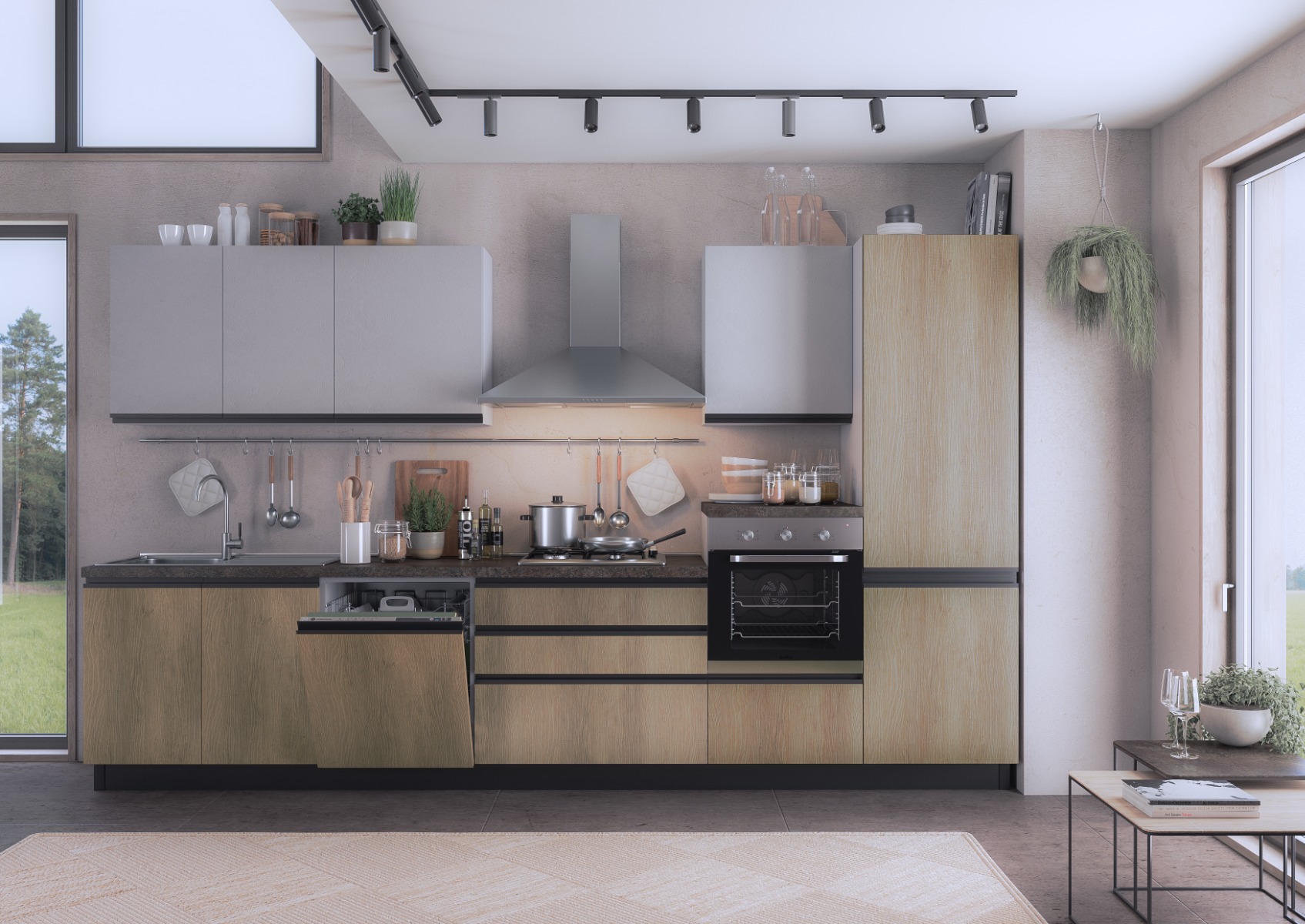 CUCINA MOD. EMILY COMP. LOLA CM 360X60 H.216 VERSIONE DESTRA