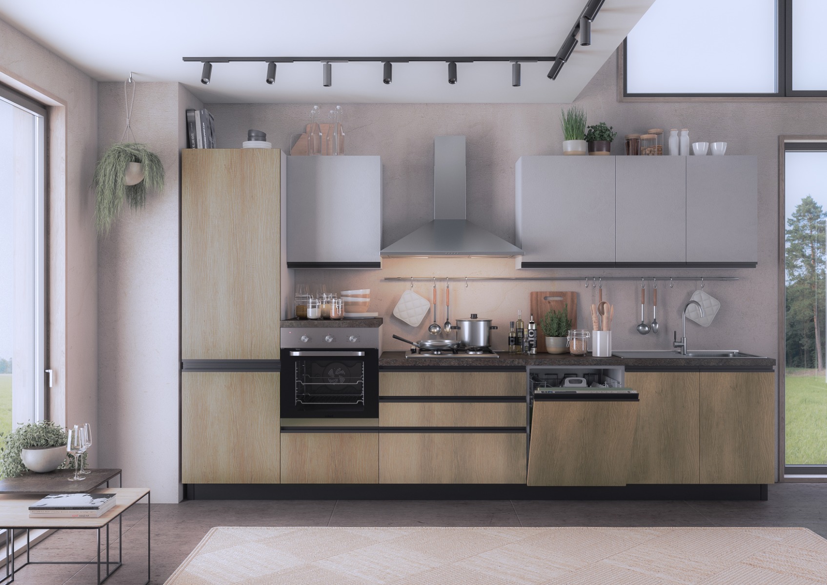 CUCINA MOD. EMILY COMP. LOLA CM 360X60 H.216 VERSIONE SINISTRA 