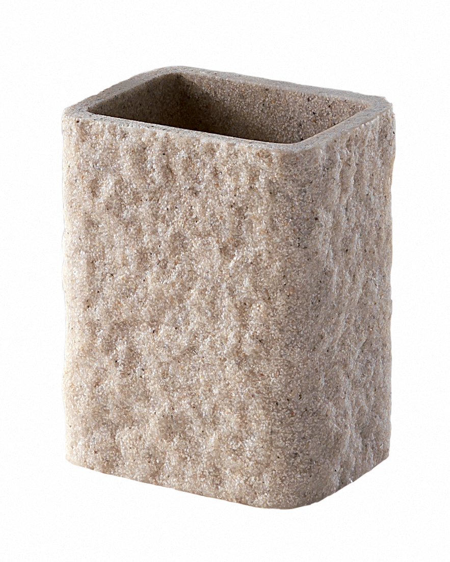 LINEA ARIES - BICCHIERE PORTASPAZZOLINI IN RESINA E SABBIA BEIGE