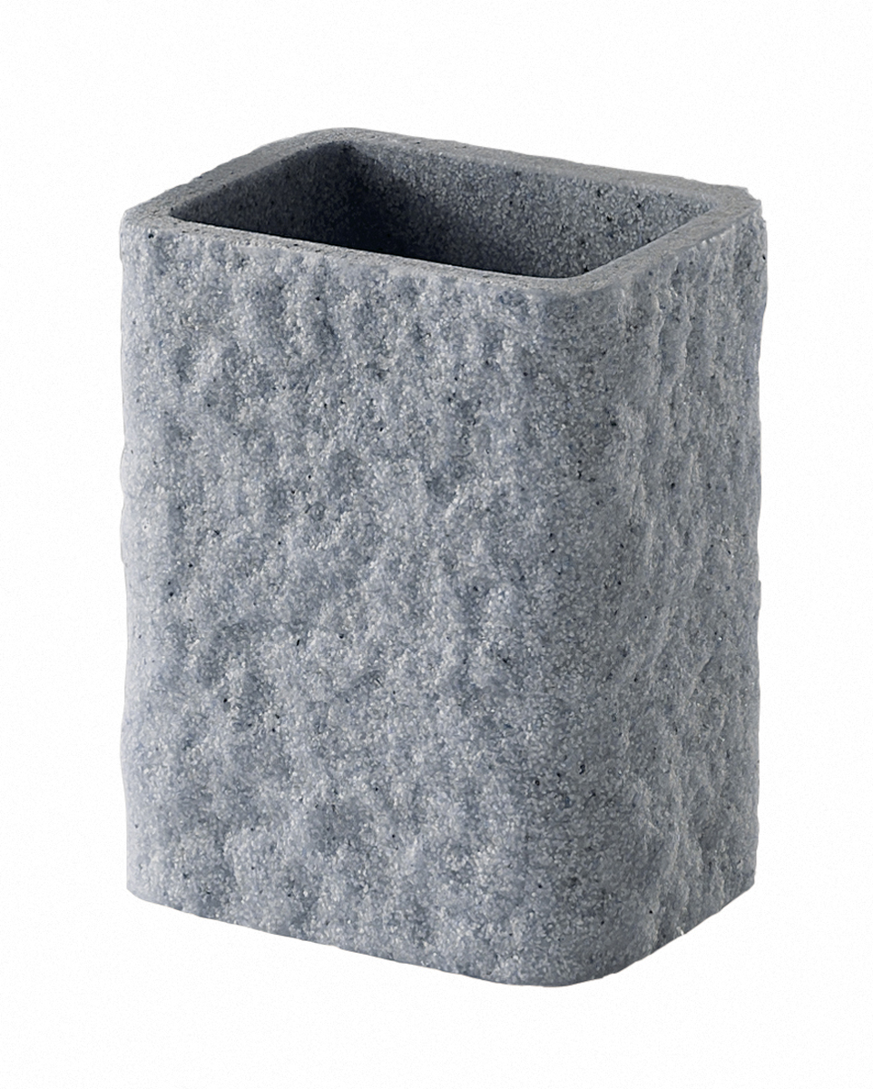 LINEA ARIES - BICCHIERE PORTASPAZZOLINI IN RESINA E SABBIA GRIGIO