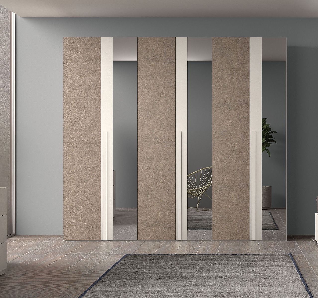 ARMADIO MOD. OSLO CM 270X58 H. 247 SPATOLATO E BRONZO