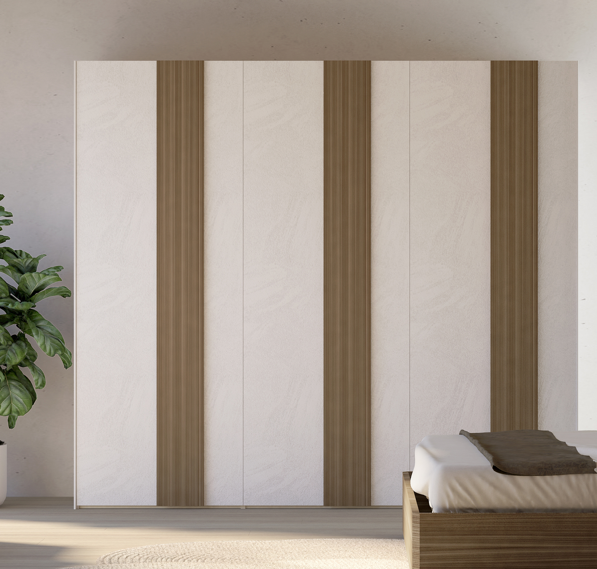 ARMADIO MOD. UNO CM 277X61 H.246 SNOW E OSSIDATO NOCE