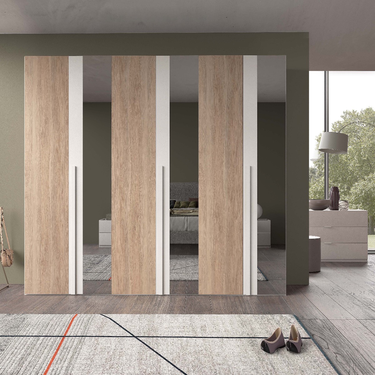 ARMADIO MOD. OSLO CM 270X58 H. 247 SPATOLATO E NOCE
