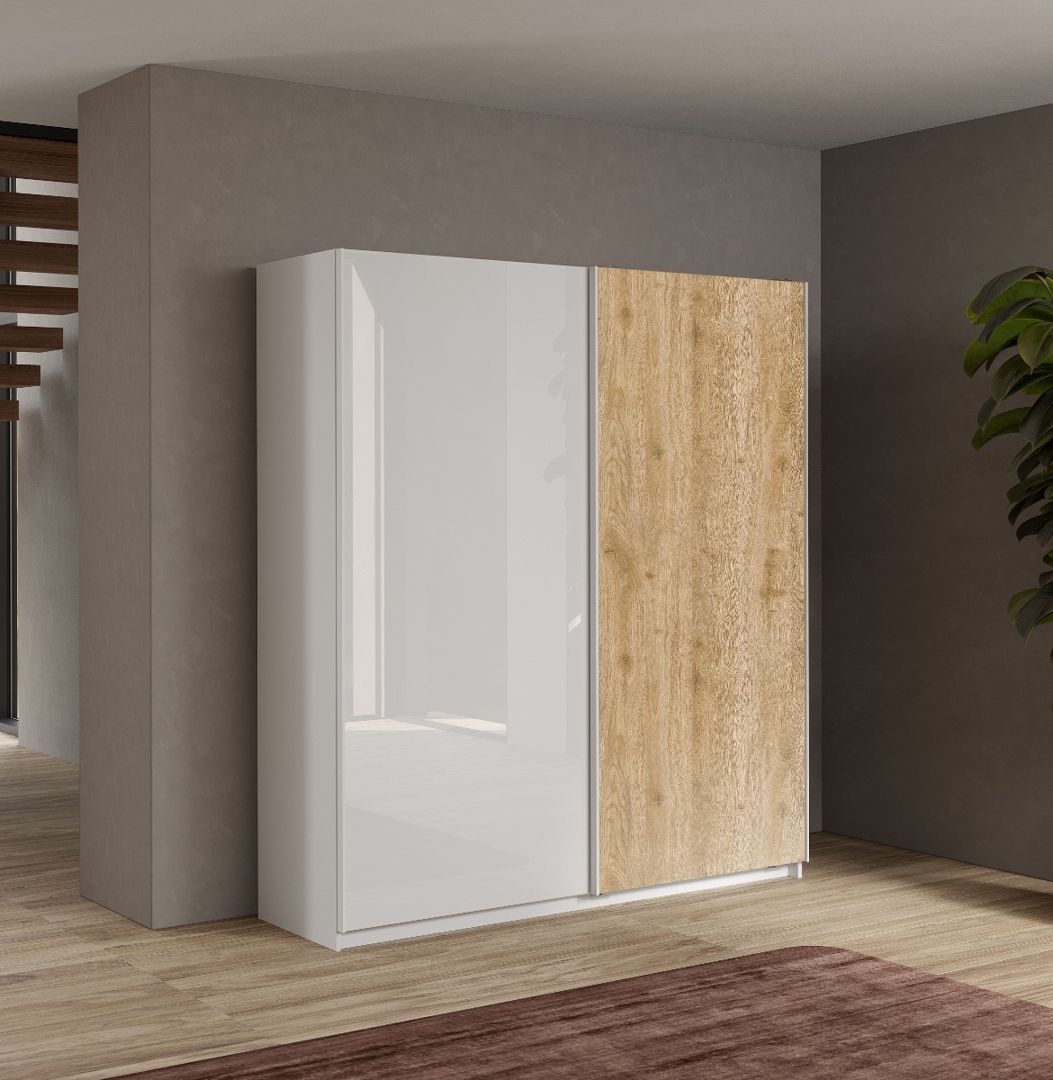 ARMADIO MOD. SWING CM 180X55 H.210 BIANCO E CADIZ