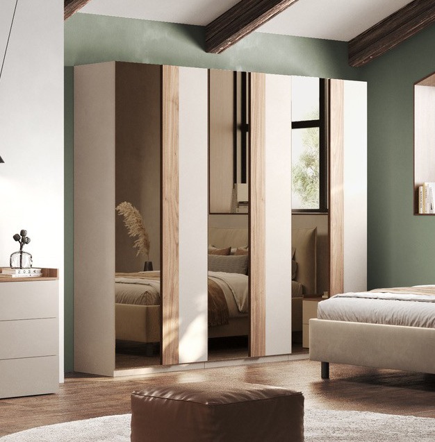 ARMADIO MOD. JUPITER CM 273X55 H.240 CASHMERE/MERCURE E SPECCHIO BRONZATO