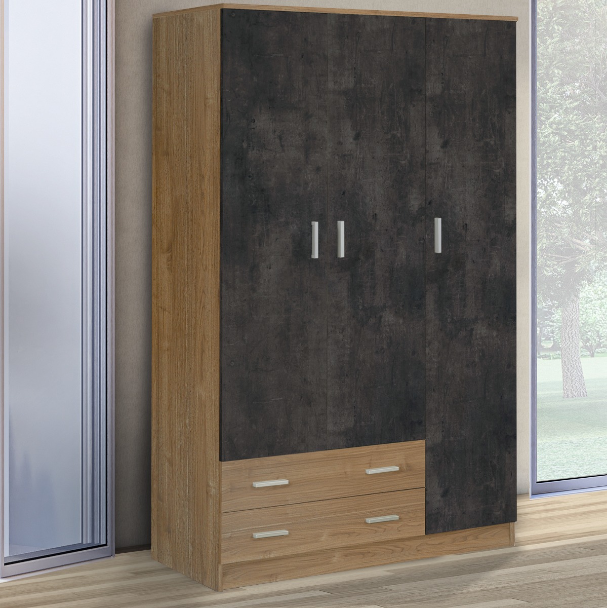 ARMADIO MOD. MULTIUSO CM 115X52 H. 182 NOCE STELVIO E OSSIDO