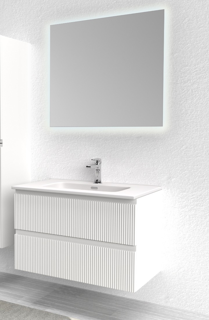 BAGNO COMPLETO MOD. LINE280 CM80 BIANCO CANNETTATO 