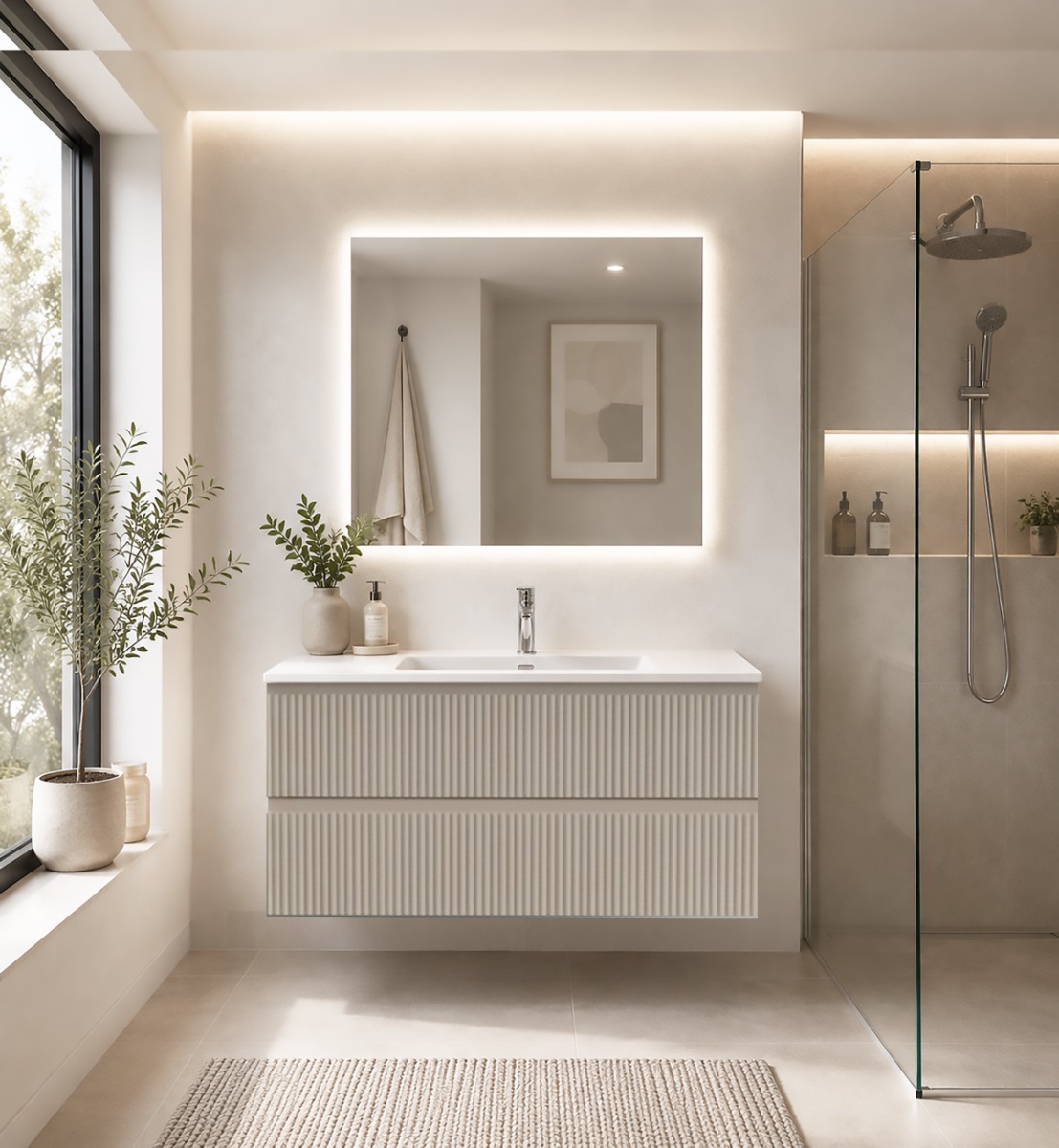 BAGNO COMPLETO MOD. LINE280 CM 80 SABBIA OPACO CANNETTATO 