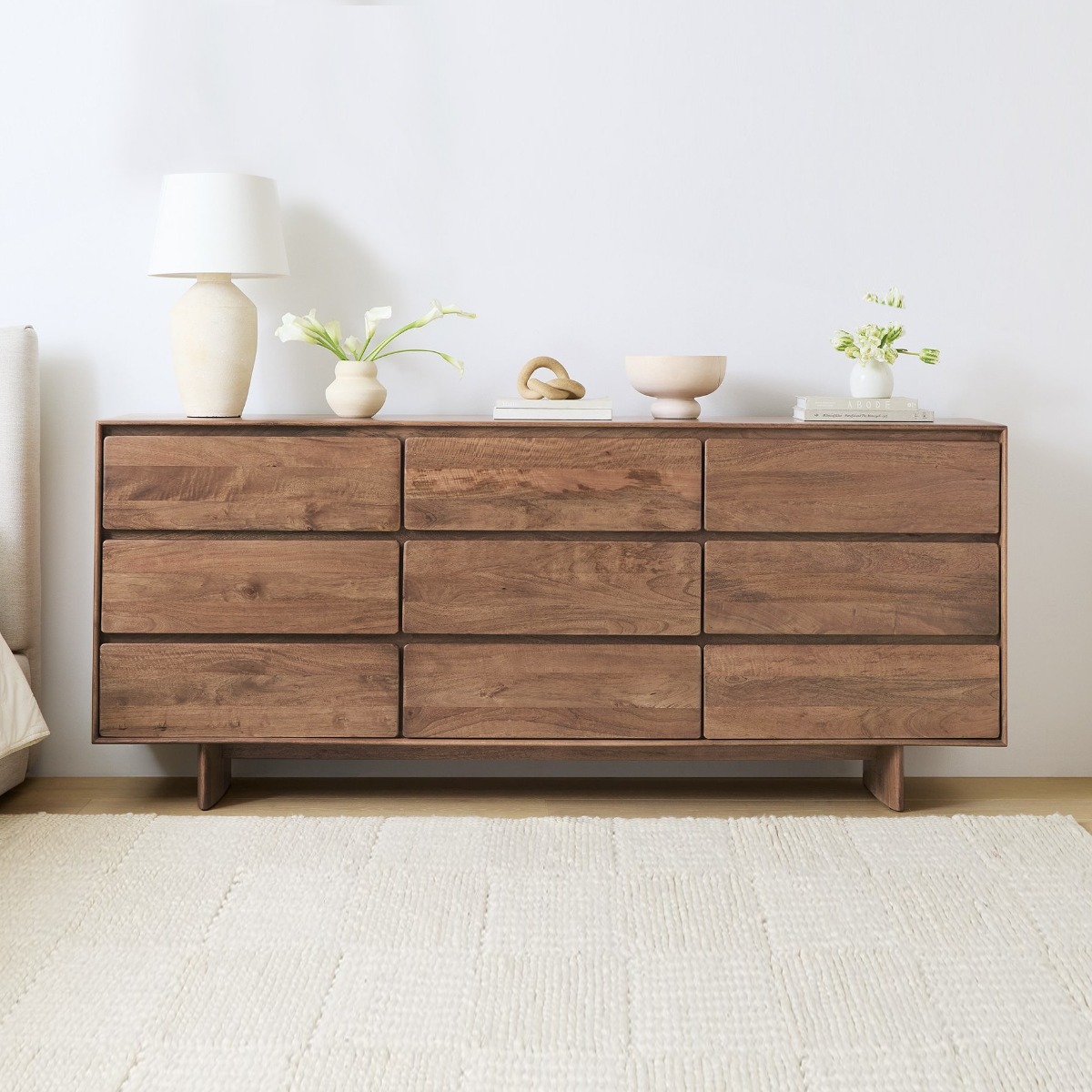 CASSETTIERA MOD. SON CM 160X40 H. 85 IN LEGNO DI MANGO