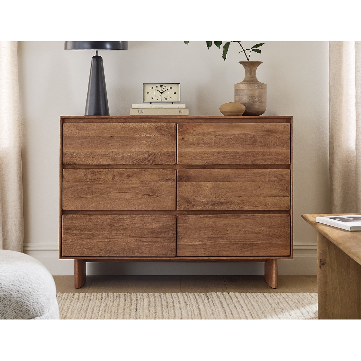 CASSETTIERA MOD. SON CM 100X40 H. 85 IN LEGNO DI MANGO