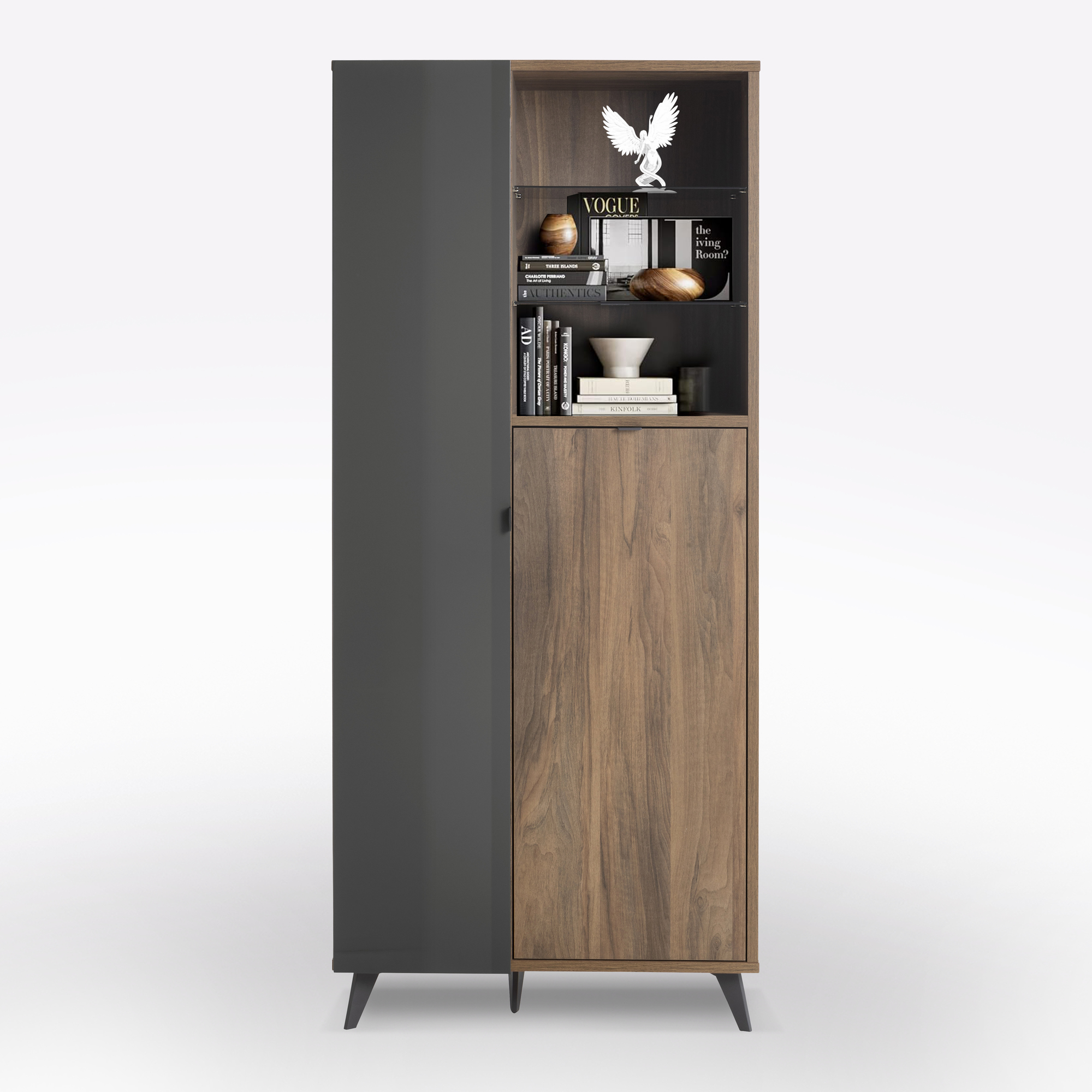 COLONNA MOD. INFINITO CM 83.1X42.9 H. 190 NOCE BRERA E GRIGIO TITANIO LUCIDO