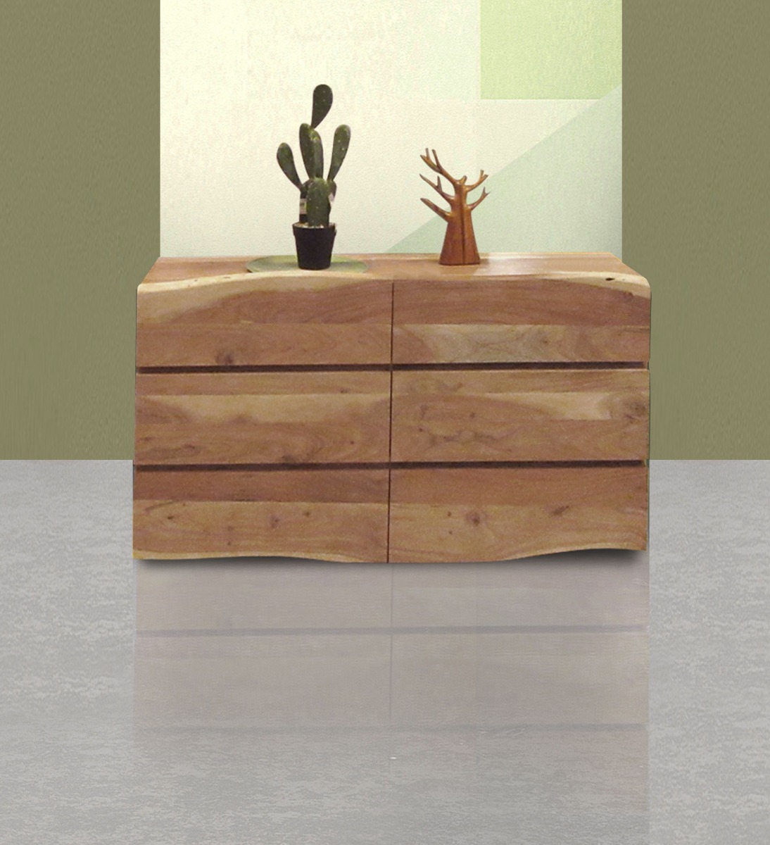 COMO' MOD. SPU-034 IN LEGNO DI ACACIA TINTA NATURALE 