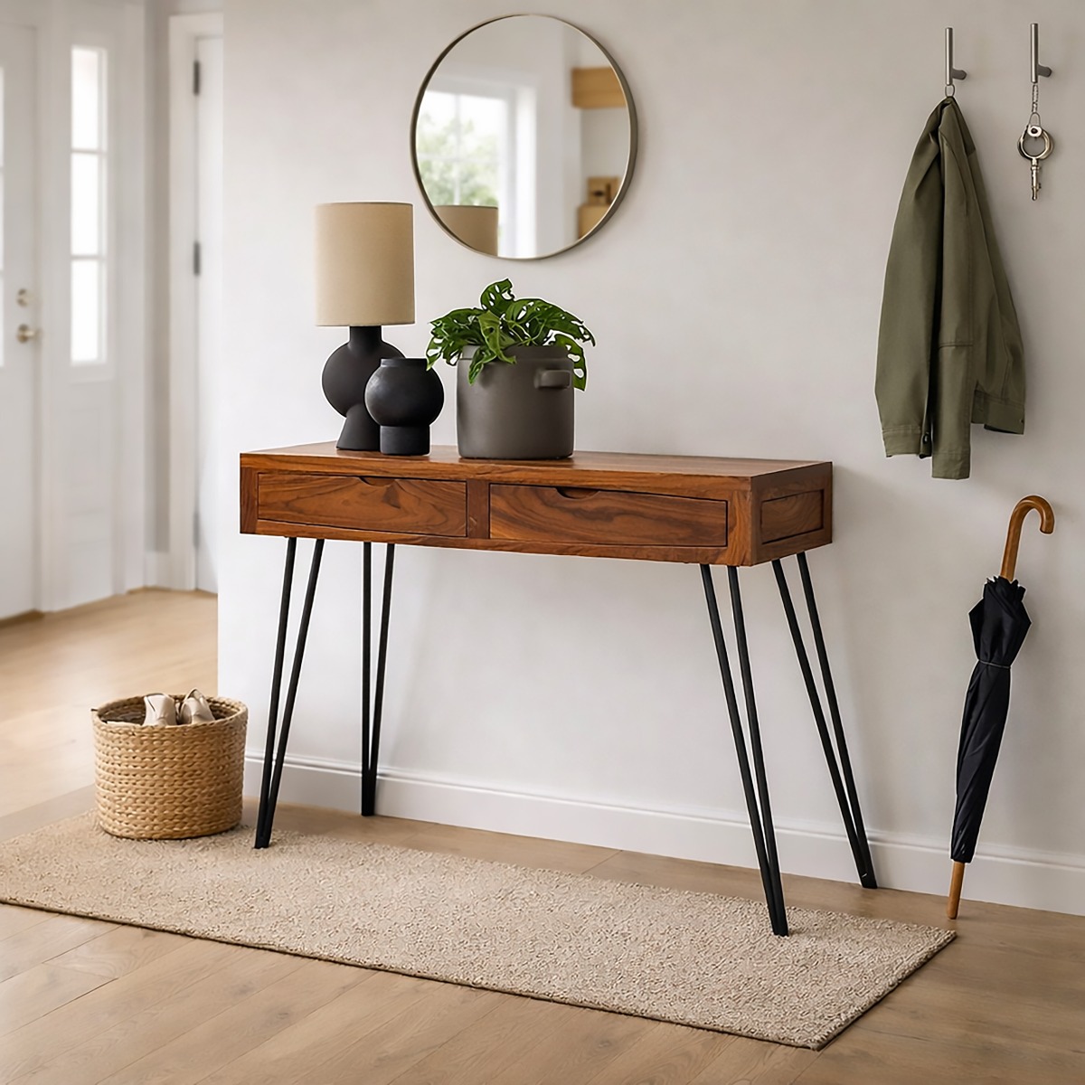 CONSOLLE MOD. SNV-06 CM 110X40 IN LEGNO DI SHEESHAM STONE FINISH