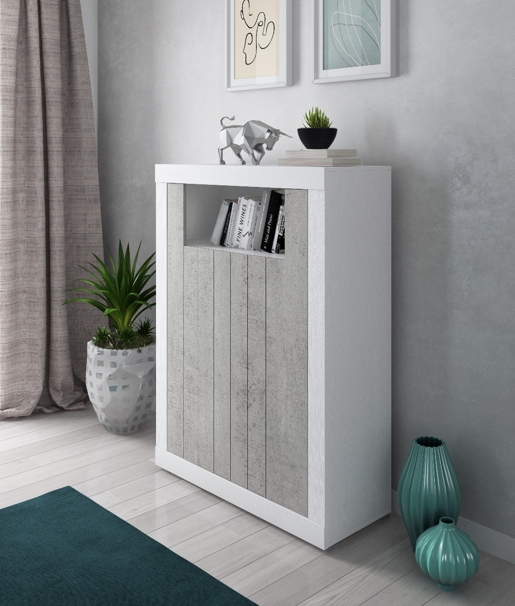 MADIA MOD. RAVEN CM 105X42 H. 143 BIANCO FRASSINATO E CEMENTO