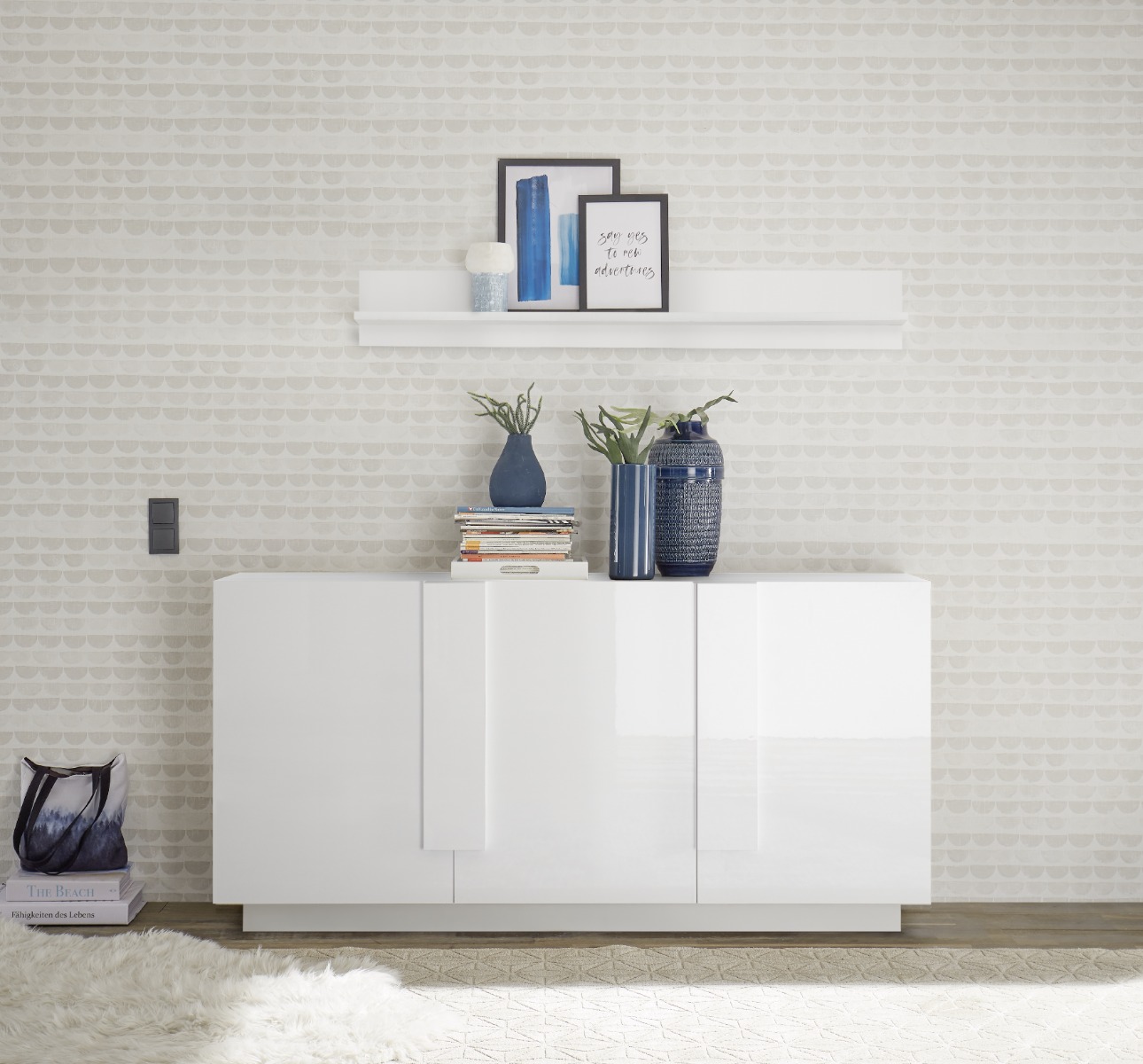 CREDENZA MOD. JUPITER CM 181X44 H. 90 BIANCO LUCIDO