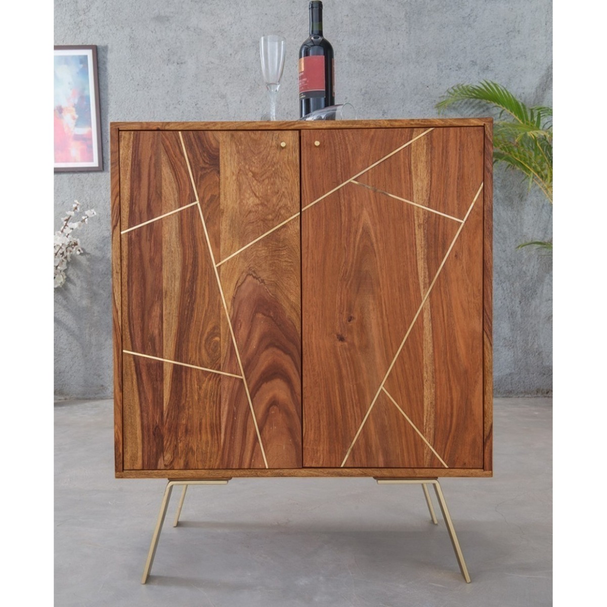 MOBILE BAR MOD. SDO-09 IN LEGNO DI SHEESHAM TINTA STONE