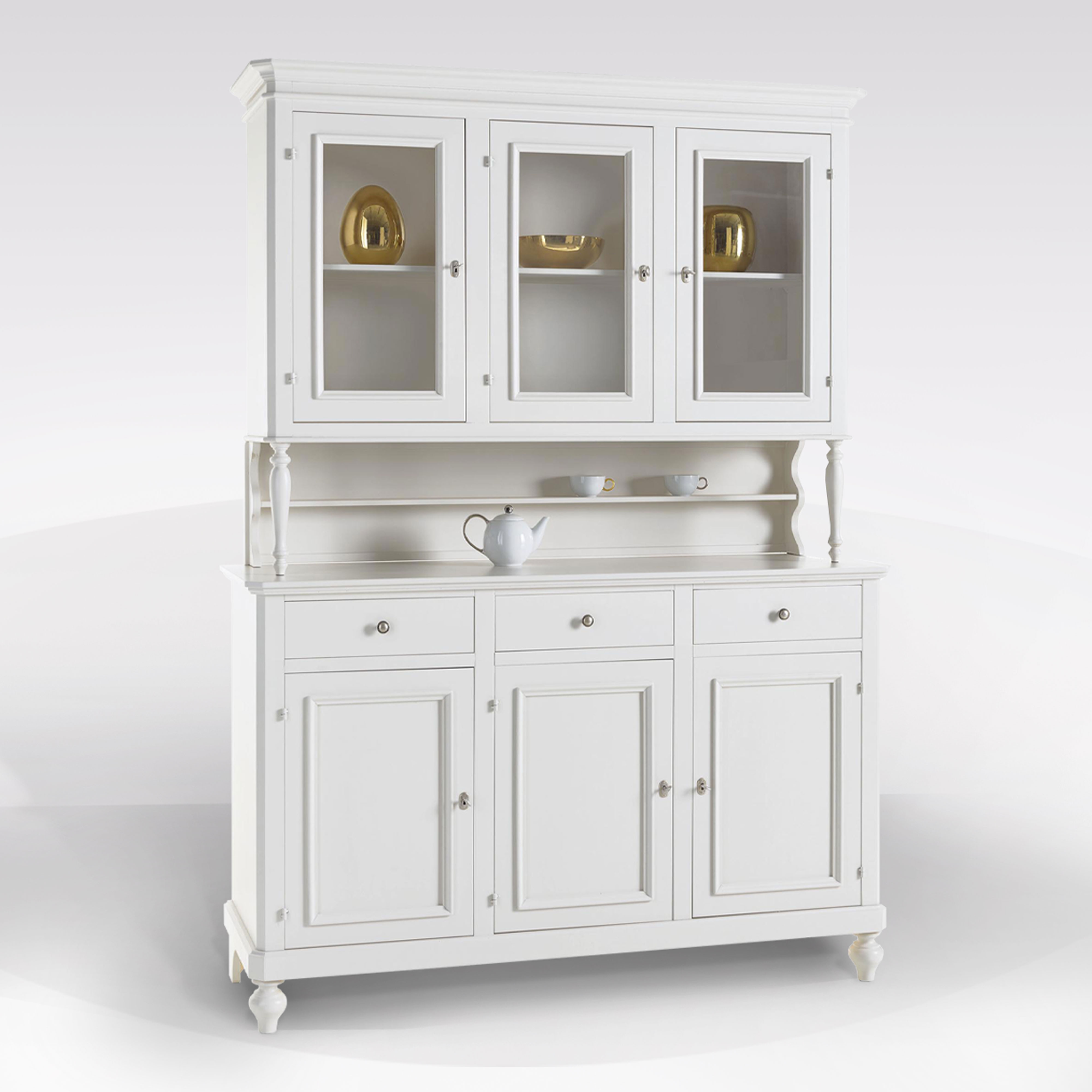 CRISTALLIERA LEGNO MASSELLO LACCATO BIANCO