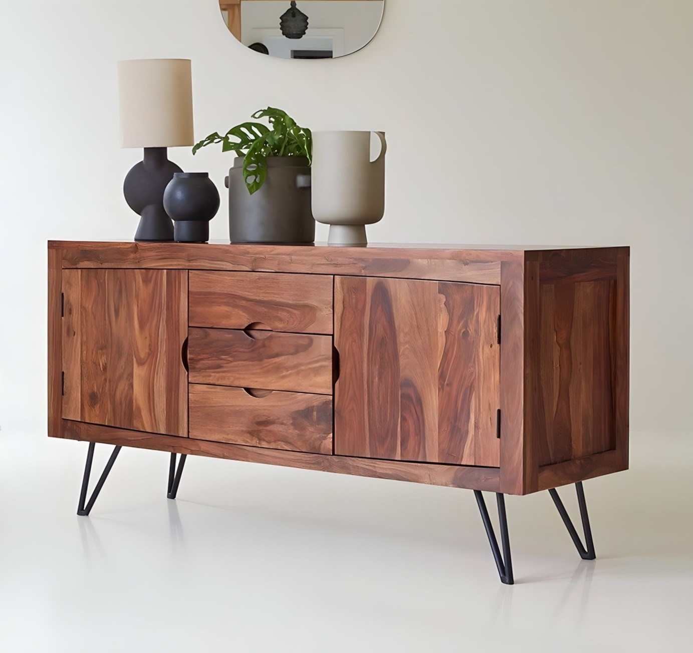 CREDENZA MOD. SNV-06 CM 140X45 H.78 IN LEGNO DI SHEESHAM STONE FINISH