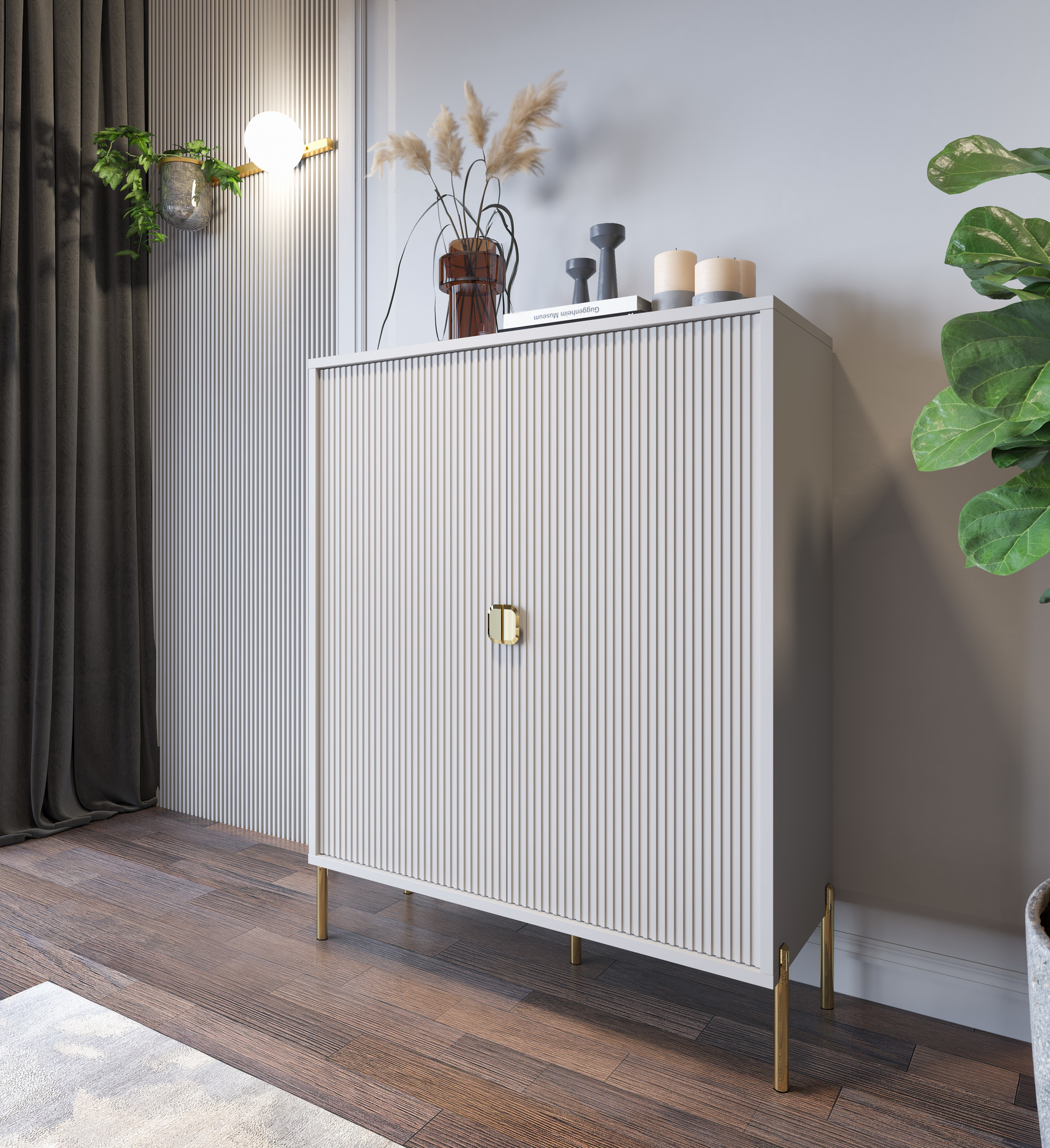 MOBILE MOD. LOTUS CM 103.6X39.6 H. 129.4 CASHMERE E EFFETTO CANNETTATO