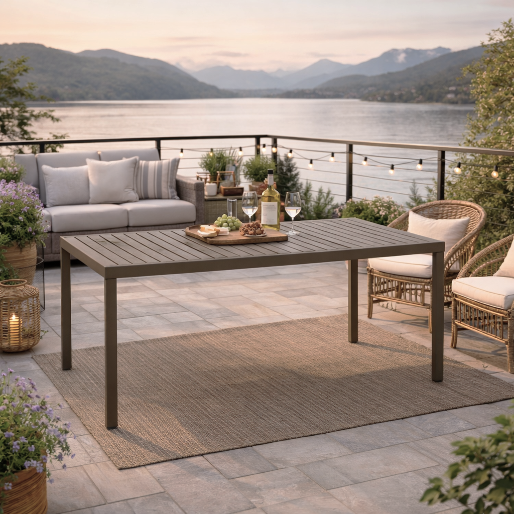 NARDI OUTDOOR - TAVOLO FISSO CUBE CM 140X80 IN ALLUMINIO TABACCO