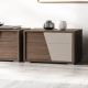 COMODINO MOD. TIVOLI DX CM 53X43.3 H. 46.3 NOCE OSSIDATO E CASHMERE FENIX