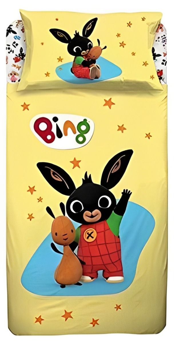 Completo Letto Bing Una Piazza 100% Cotone - Lenzuola Con Personaggio Ufficiale - Foto 3