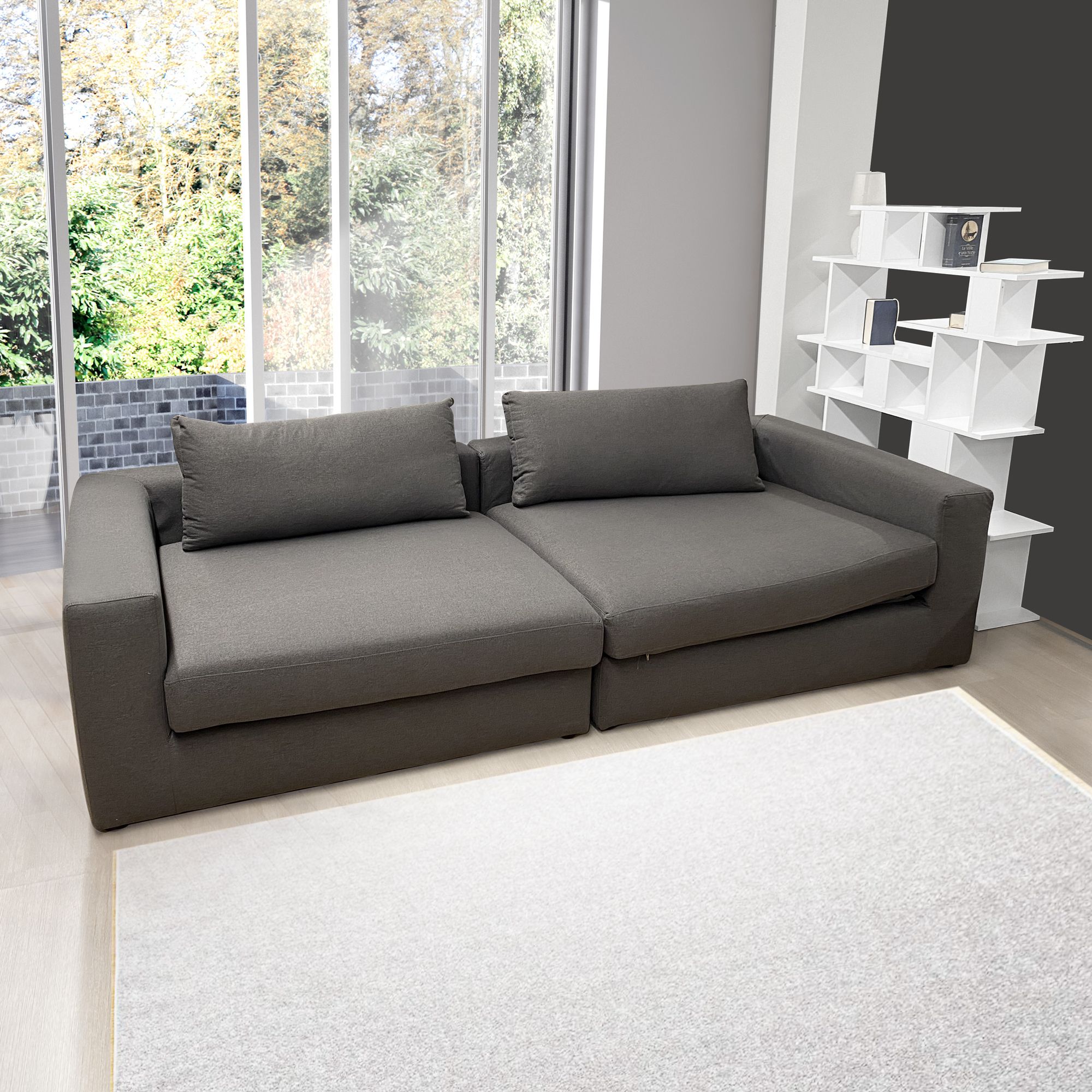 DIVANO POSTI MARTA BIG FAMILY IN TESSUTO GRIGIO FUMO