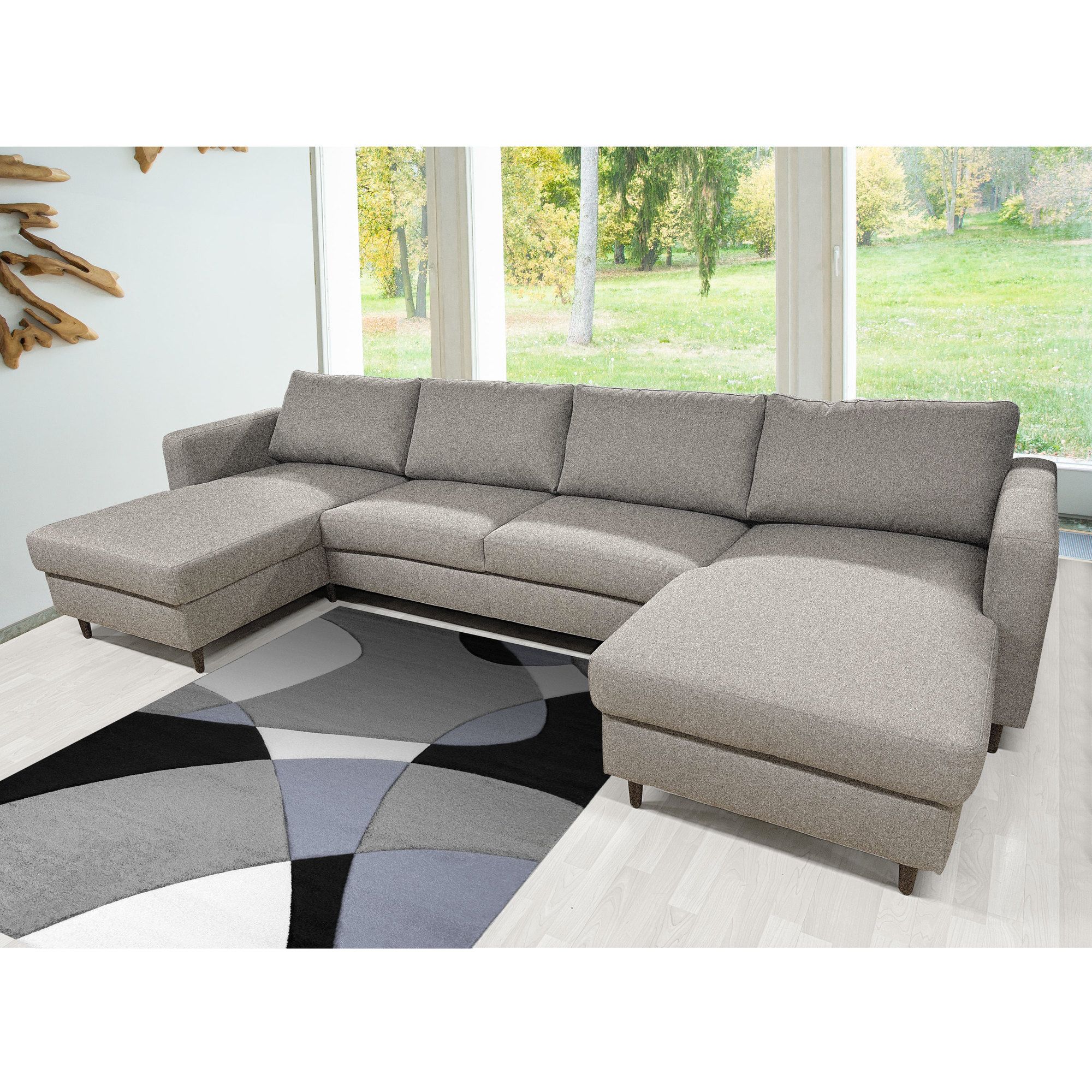 SALOTTO PAULA CON DOPPIA PENISOLA IN TESSUTO MARRONE