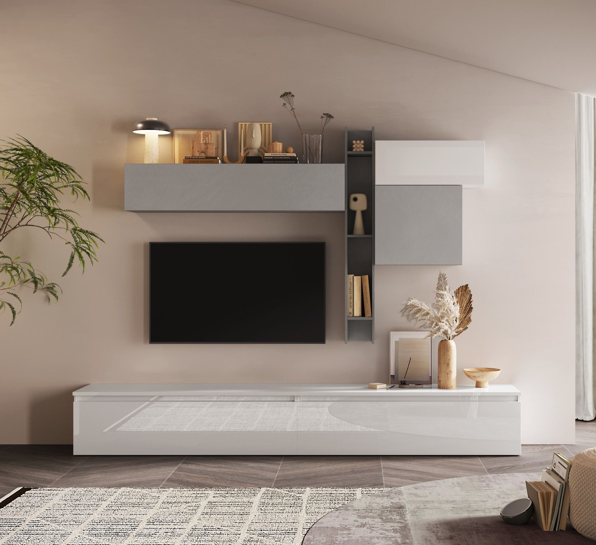 soggiorno infinity bianco lucido/gesso/ardesia