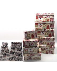 SCATOLE CARTA RETTANG. DIS.PATCHWORK NATALE 29X21 H11CM
