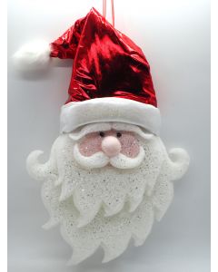 FACCIA BABBO NATALE IN OVATTA C/CAPPUCCIO LUCIDO ROSSO H 60CM